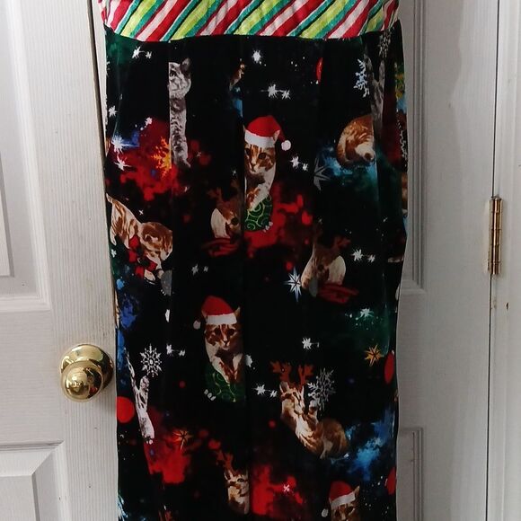 Christmas cat kitten ugly chirstmas party holiday overalls  Sz M 7-9 NWOT - Picture 3 of 11